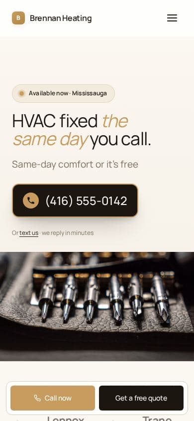 HVAC website design, demo with placeholder content