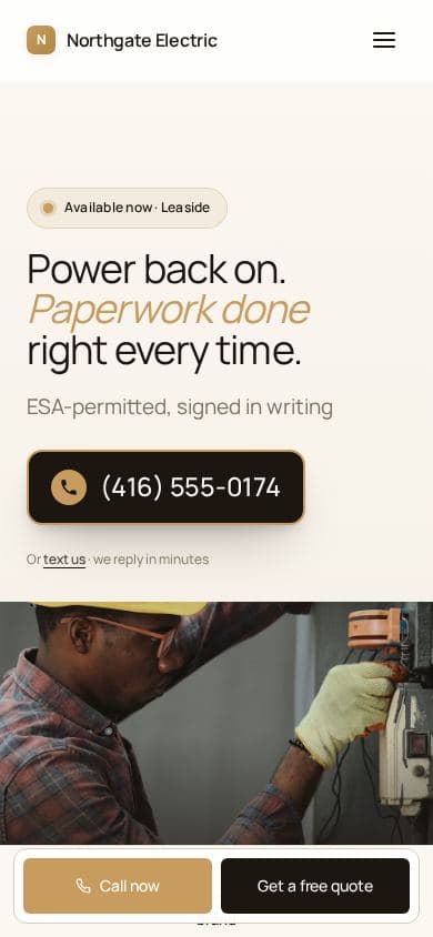 Electrical website design, demo with placeholder content