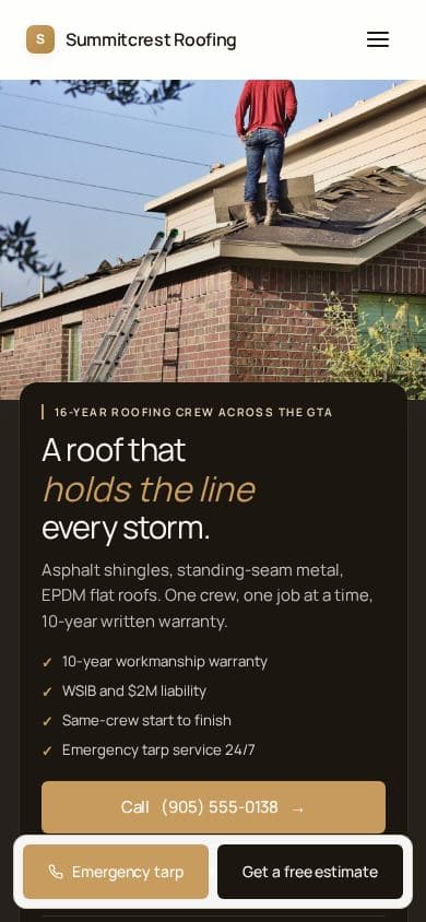 Roofing website design, demo with placeholder content