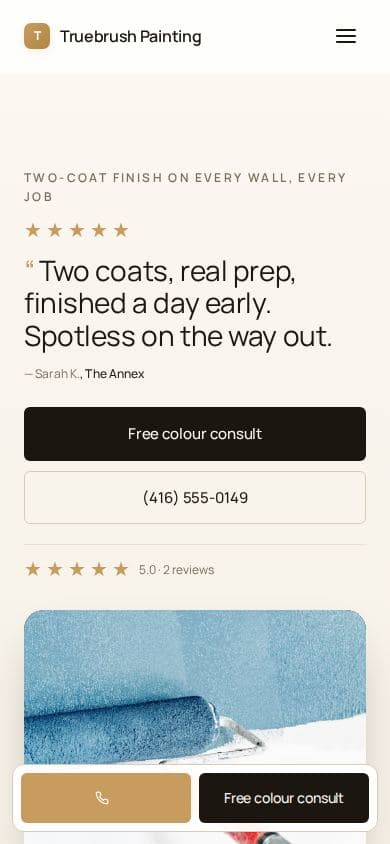 Painting website design, demo with placeholder content
